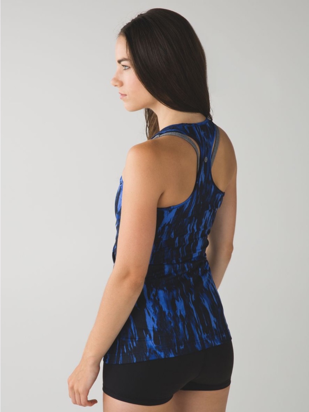 Lululemon Cool Racerback Painted Animal Sprinkler Black Blue Abstract Size 8